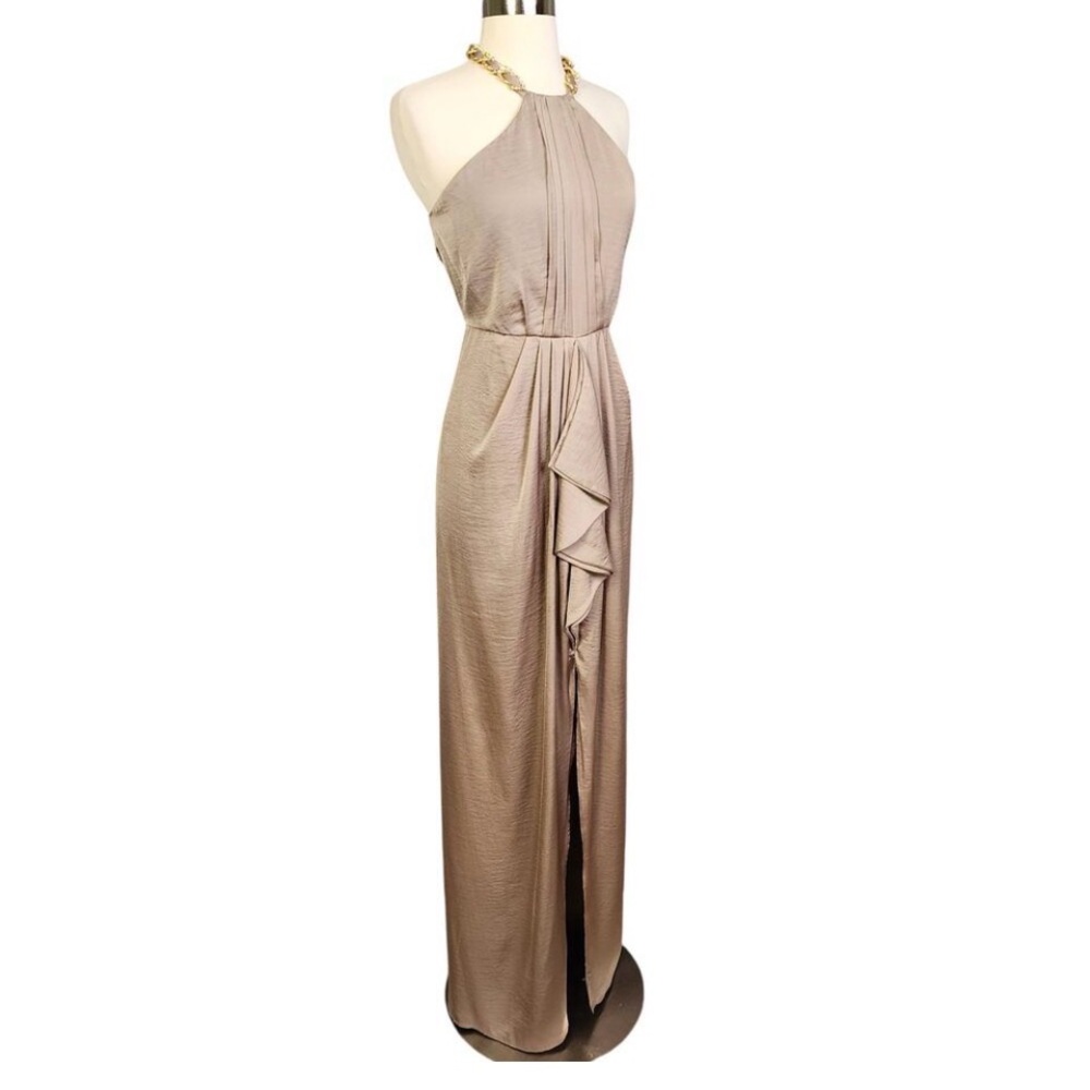 BCBGMaxAzria Women's Milania Chain Halter Long Dress